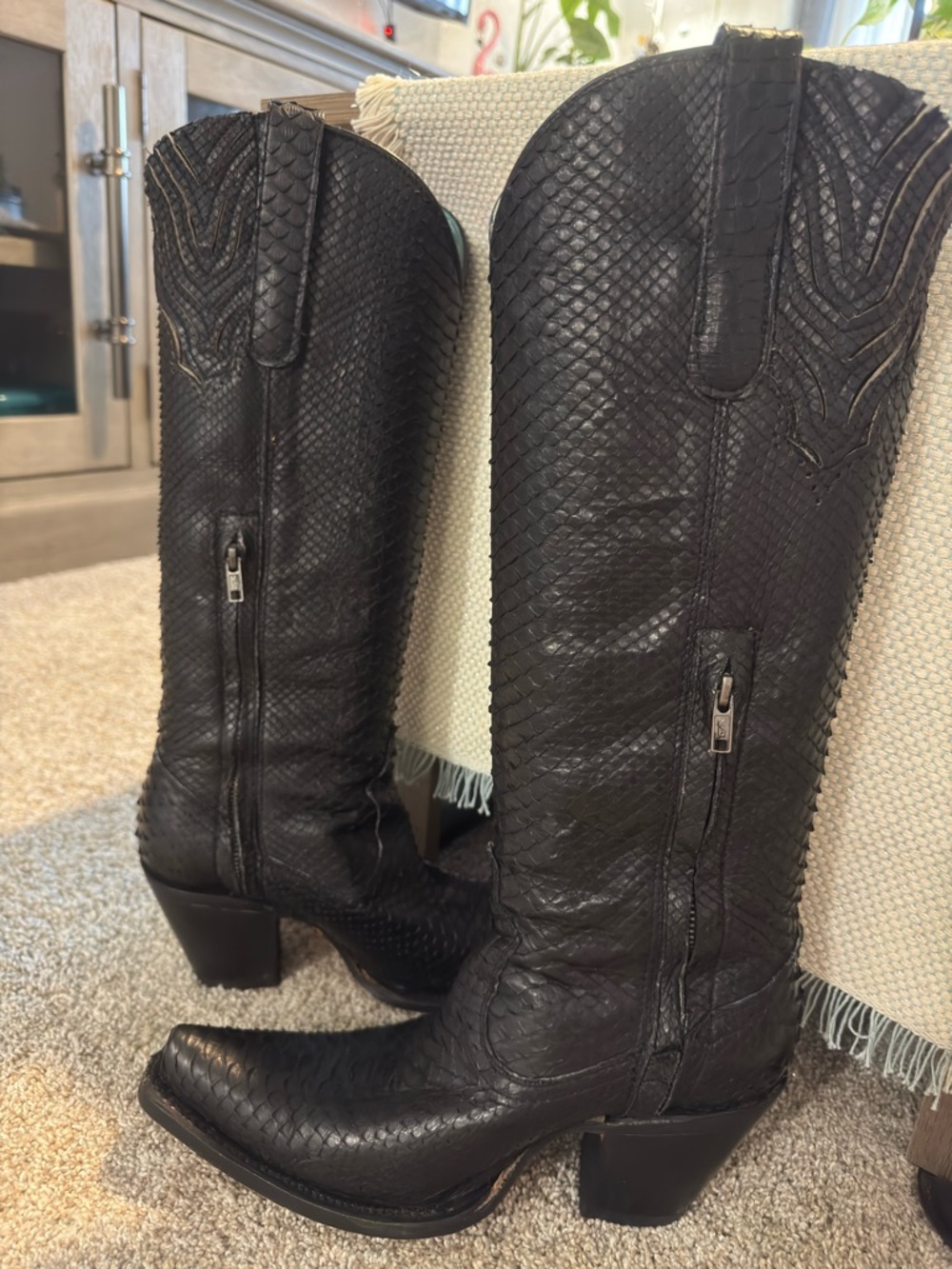 Women’s Corral Black python tall boot size 9